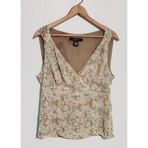 Jones New York Vintage Floral  Babydoll Tank Top Size 12 Fall Cottagecore Y2K